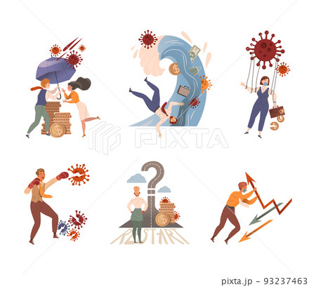 Coronavirus Outbreak Financial Crisis with People Character Fighting Against Pandemic Vector Set Coronavirus Outbreak Financial Crisis with People Character Fighting Against Pandemic Vector Set 93237463