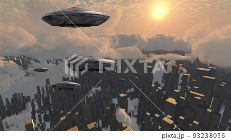 Spacecrafts over city 93238056