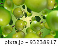Fruits falling down on green background 93238917