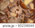 Fresh mushrooms falling down. 93239049