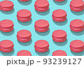 Isometric composition from traditional french macarons on blue. 93239127