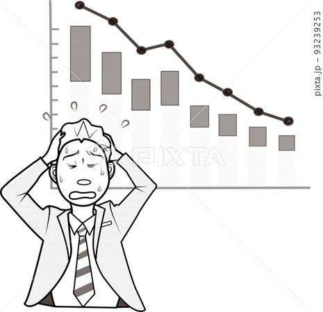 減収で不安になるビジネスマン 93239253