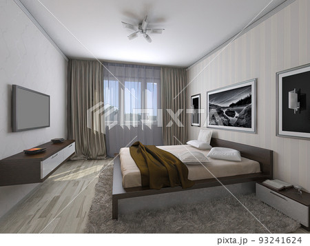 3d render of the master bedroom interior concept with built-in wardrobe 93241624