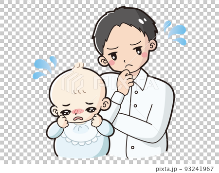 Illustration of a troubled baby and a man Illustration of a troubled baby and a man 93241967