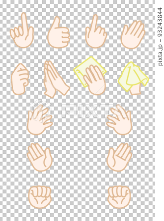 シンプルな手のイラストセット シンプルな手のイラストセット 93243844