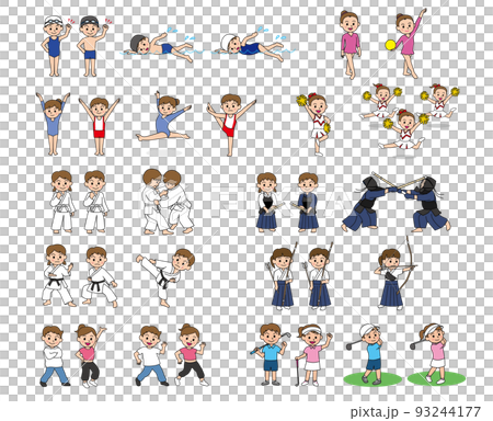 スポーツをする男の子女の子セット 93244177