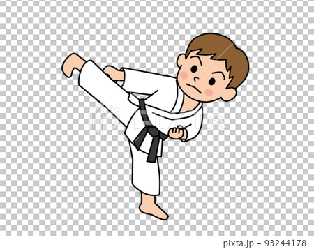 空手の蹴りをする男の子 93244178