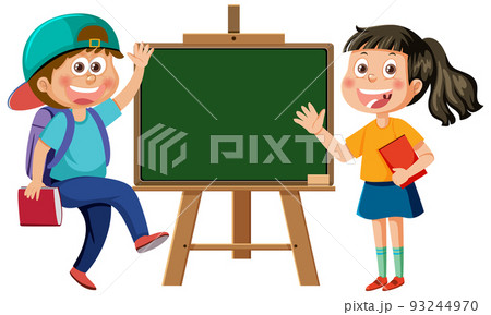 Chalkboard with school kids template Chalkboard with school kids template 93244970