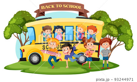 Back to school with kids cartoon character Back to school with kids cartoon character 93244971