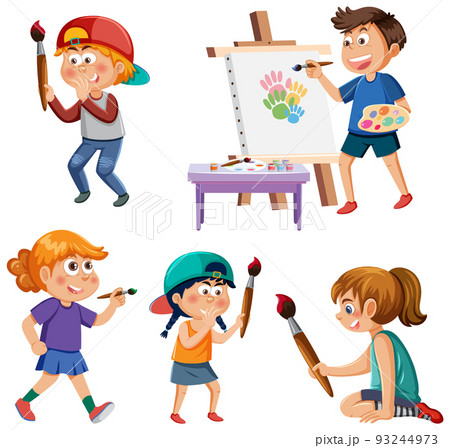 School kids cartoon characters set 93244973