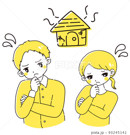老朽化した家について悩む男性と女性 93245141
