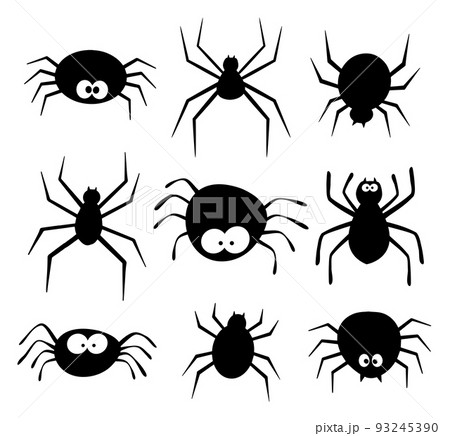 spider of halloween isolated on white background. Scary spiderweb hand drawn silhouette. spider of halloween isolated on white background. Scary spiderweb hand drawn silhouette. 93245390