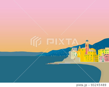 カモ―リ camogli リグリア liguria イタリア italia 夕景 カモ―リ camogli リグリア liguria イタリア italia 夕景 93245489