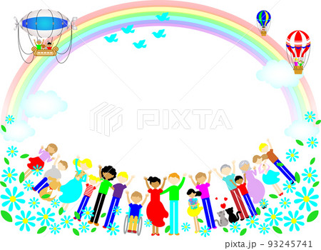 グローバル社会　世界平和　多様性　多文化共生社会　認め合う世界　ラブアンドピース　背景　フレーム 93245741