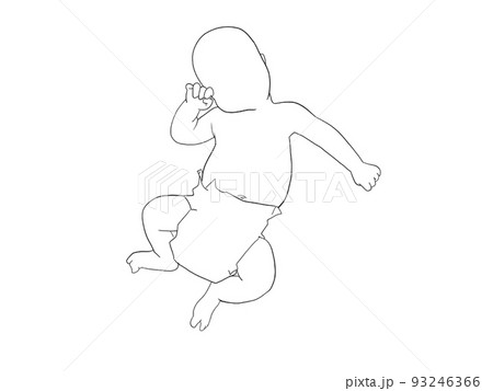 新生児 赤ちゃんの線画イラスト2 新生児 赤ちゃんの線画イラスト2 93246366