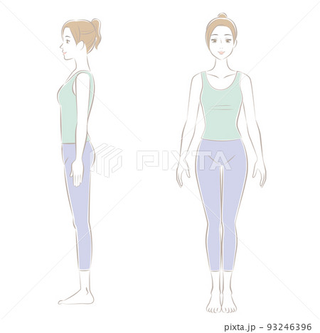 正しい姿勢の女性、全身 93246396