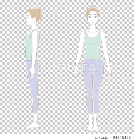 正しい姿勢の女性、全身 93246396