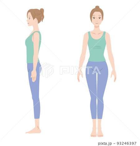 正しい姿勢の女性、全身 93246397