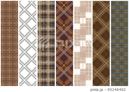 チェック柄の茶色・ブラウン系バリエーションイラスト 93246402