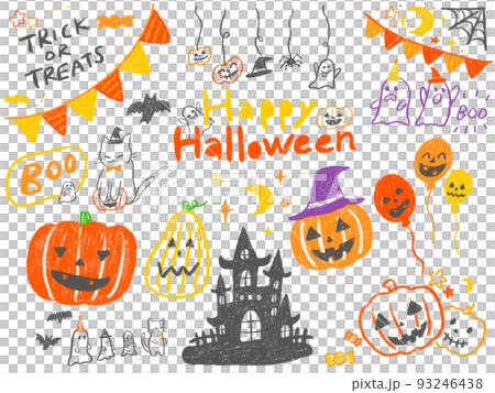 Halloween simple and cute hand drawn illustration set 93246438
