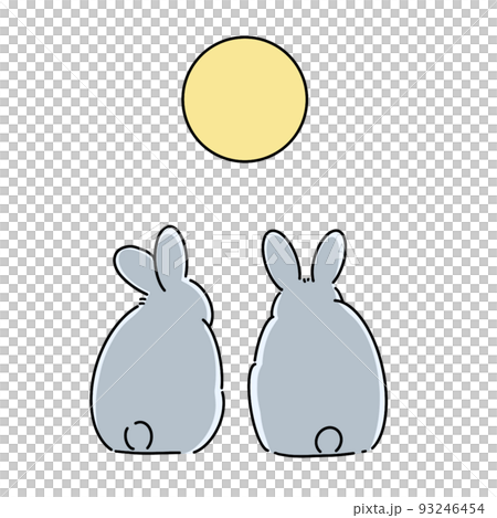 A rabbit looking at the clear moon A rabbit looking at the clear moon 93246454