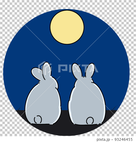 A rabbit looking at the clear moon 93246455
