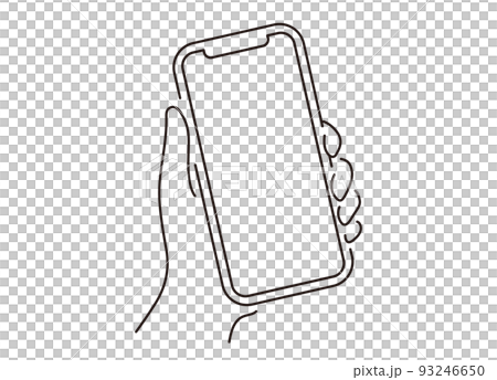 Smartphone and hand vector line illustration Smartphone and hand vector line illustration 93246650
