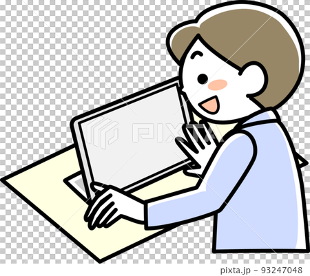 Upper body of a boy using a tablet Upper body of a boy using a tablet 93247048