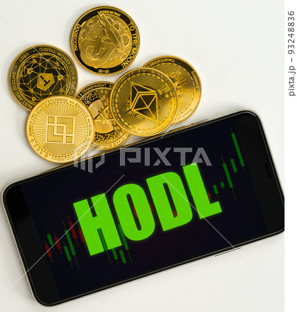 HODL cryptocurrency graph for Graph trading Diamond hand concept. HODL cryptocurrency graph for Graph trading Diamond hand concept. 93248836