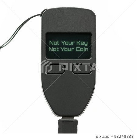 Not Your key not your coin on a hardware wallet use for cryptocurrency concept. Not Your key not your coin on a hardware wallet use for cryptocurrency concept. 93248838