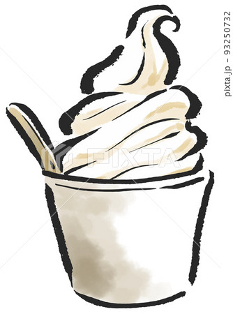 ソフトクリーム バニラ味 カップ入り 筆タッチイラスト ソフトクリーム バニラ味 カップ入り 筆タッチイラスト 93250732