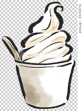 ソフトクリーム バニラ味 カップ入り 筆タッチイラスト ソフトクリーム バニラ味 カップ入り 筆タッチイラスト 93250732