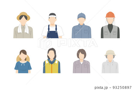 第一次産業　人々　男女　農業　漁業　畜産業　林業　イラスト 93250897