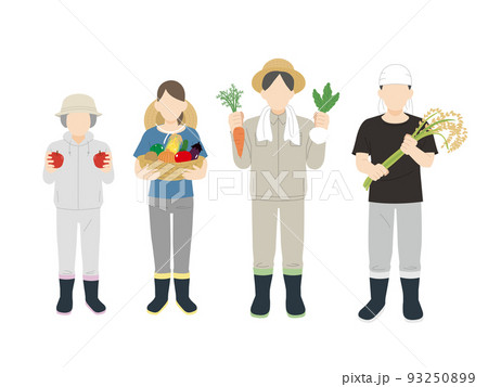 農業　農家　収穫　野菜　稲作　果物　農業者　男女　イラスト 93250899