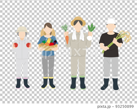 農業　農家　収穫　野菜　稲作　果物　農業者　男女　イラスト 93250899