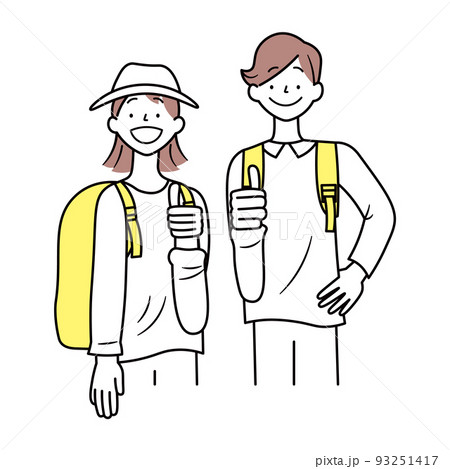 旅行中の日本人夫婦のイラスト素材 93251417