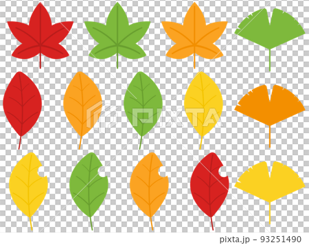 Set of 14 autumn leaf icons 93251490