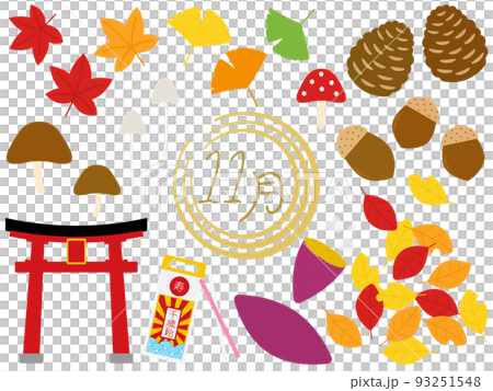 11月の素材セット 93251548