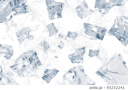 Collection of real Ice cubes and water falling on white background. Concept for Ice cubs product advertising. Selective Focus. Collection of real Ice cubes and water falling on white background. Concept for Ice cubs product advertising. Selective Focus. 93252241