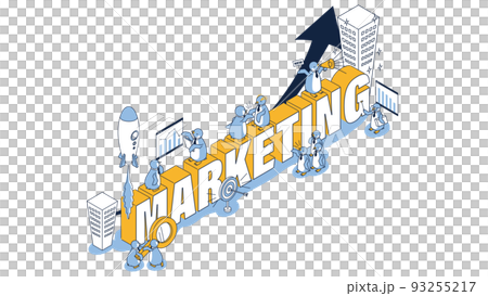 Isometric illustration with the image of marketing 93255217
