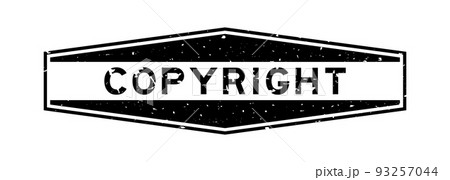 Grunge black copyright word hexagon rubber seal stamp on white background 93257044