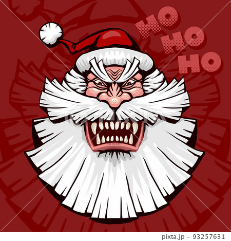 Bad Santa head. Hand drawn vector illustration 93257631