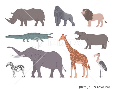 African animals set isolated on white background 93258198