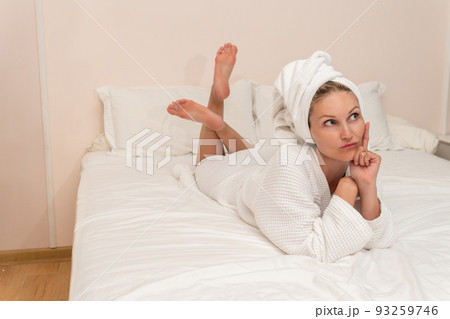 Bed spa copyspace bathrobe female beauty care body hotel ritual, concept cropped woman from relax for treatment girl, gown concept. Happy afro american, Bed spa copyspace bathrobe female beauty care body hotel ritual, concept cropped woman from relax for treatment girl, gown concept. Happy afro american, 93259746