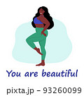 Curvy woman. Plus size girl. The concept of body positivity, self-love. Love your body. Flat cartoon vector illustration. 93260099