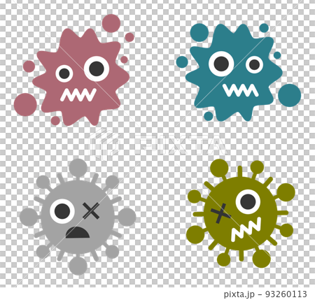 食中毒や病気を発病させるバイキンのイラスト 食中毒や病気を発病させるバイキンのイラスト 93260113