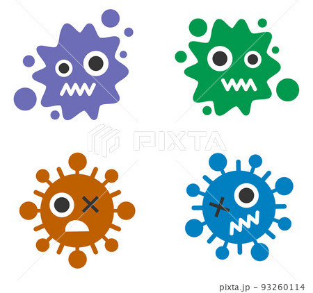 食中毒や病気を発病させるバイキンのイラストのイラスト素材