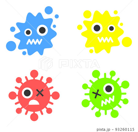 食中毒や病気を発病させるバイキンのイラスト 食中毒や病気を発病させるバイキンのイラスト 93260115
