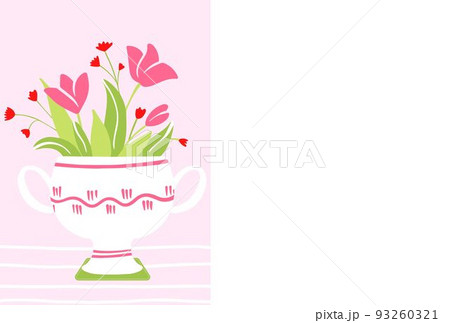 Flower simple postcard in a vase - Stock Illustration [93260321 ...