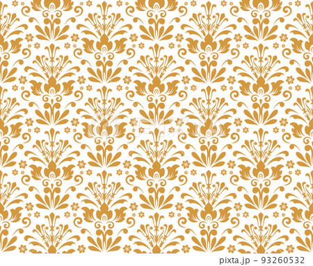 Wallpaper in the style of Baroque. Seamless vector background. White and gold floral ornament. Graphic pattern for fabric, wallpaper, packaging. Ornate Damask flower ornament 93260532